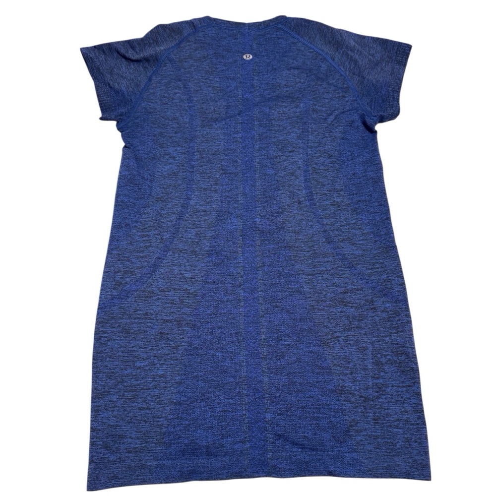 Lululemon Run Swiftly Tech Shirt Short Sleeve Heathered Blue Black Crew Neck Sz4